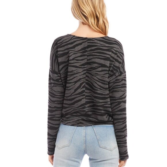 KAREN KANE Womens Side Tie Crewneck Pullover Top Zebra Size M. NWT, MSRP: 128$ - Picture 2 of 3